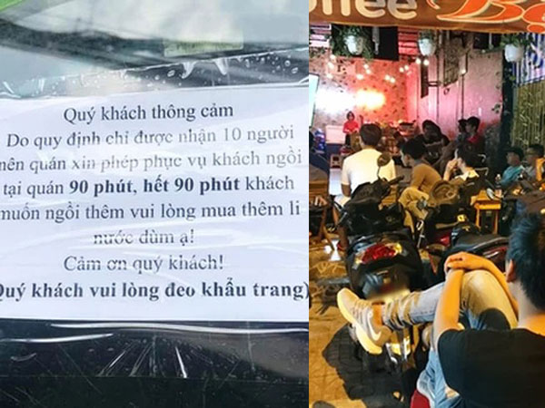 Treo biển nhắc khách chỉ phục vụ 90 phút, muốn ngồi tiếp mua ly nước mới, chủ quán bị dân tình ném đá kịch liệt