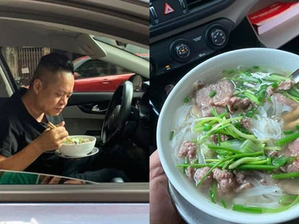 Thèm cảm giác ăn phở tại quán, anh chàng mang cả ô tô đến order khiến dân mạng trầm trồ: Bước 1 là nhà phải có xe!