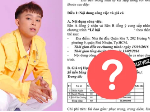 Xôn xao bản hợp đồng tiết lộ mức cát xê của Hồ Văn Cường, con số thực sự khiến netizen ngỡ ngàng