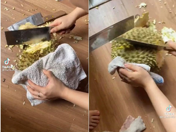 Bổ sầu riêng nhưng cứ nghĩ đang 'mần' trái mít, cô gái cho ra thành quả 'be bét' khiến dân mạng ngán ngẩm không hiểu nổi lý do