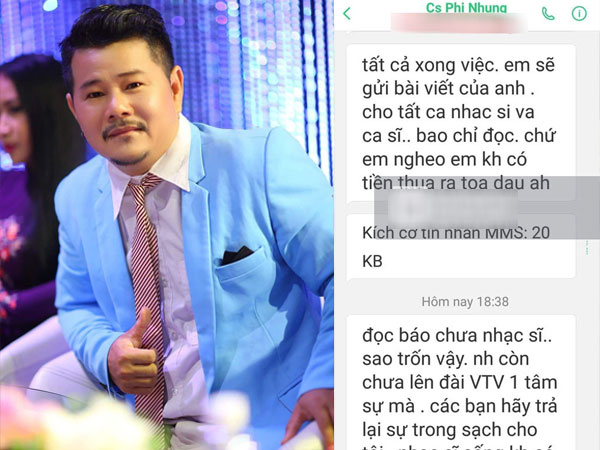 Nhạc sĩ Chim Trắng Mồ Côi tung tin nhắn chứng minh bị Phi Nhung uy hiếp, kể ngọn nguồn và lời xin lỗi bất ngờ sau đó