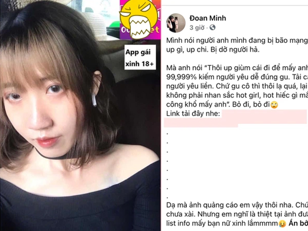 Lợi dụng chuyện đang hot, cô gái có 12 mối tình bất chấp đăng link quảng cáo app sex trên trang cá nhân