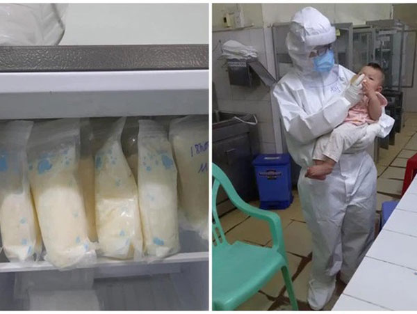 Bé 7 tháng mắc Covid-19 phải xa mẹ, bú ké bác sĩ, hội bỉm sữa tặng ngay một tủ lạnh 'ngập vàng'