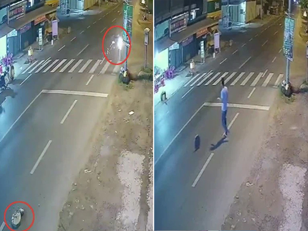 Dựng lại hiện trường vụ thanh niên 'vui chân' đá cục bê tông ra đường khiến cô gái ngã chấn thương sọ não