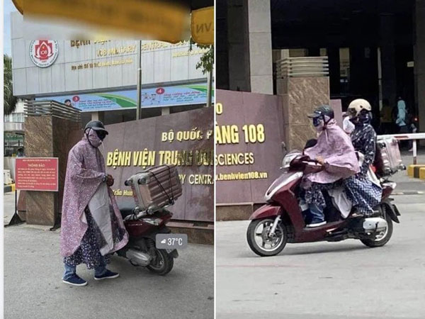 Giữa trời nắng gần 40 độ, chồng trùm áo mưa kín mít đưa vợ đi bệnh viện, lý do khiến tất cả cảm động