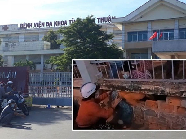 500 bệnh nhân và người nhà chui lỗ, vượt rào trốn khỏi Bệnh viện đa khoa tỉnh Bình Thuận