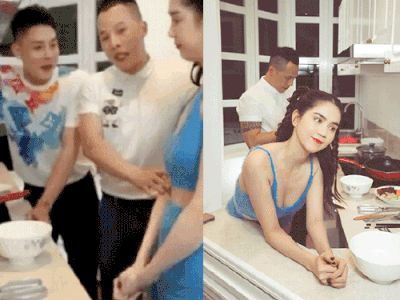 Trên sóng livestream 15 nghìn người xem, Vũ Khắc Tiệp gây sốc vì 'bàn tay hư' vỗ mạnh vòng 3 của Ngọc Trinh