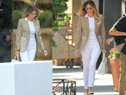 Cựu Đệ Nhất Phu nhân Mỹ Melania Trump xuất hiện chớp nhoáng tại Tháp Trump, đặc biệt gây thu hút với thần thái ở tuổi 51 dù ăn vận giản dị