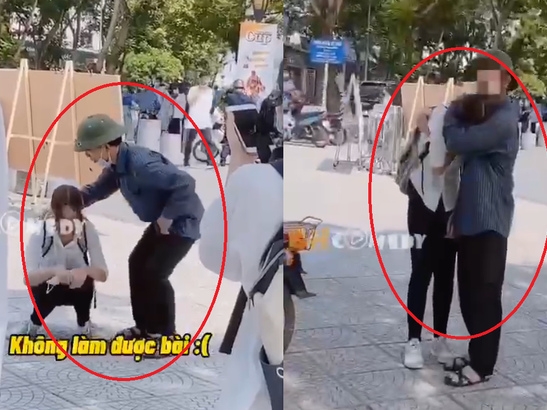 Ra khỏi phòng thi, nữ sinh khóc nức nở "con không làm được bài rồi" và cái ôm của bố khiến tất cả xúc động