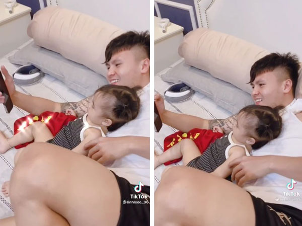 Quang Hải trông cháu cực đảm, sau này làm bố chắc khéo lắm đây!