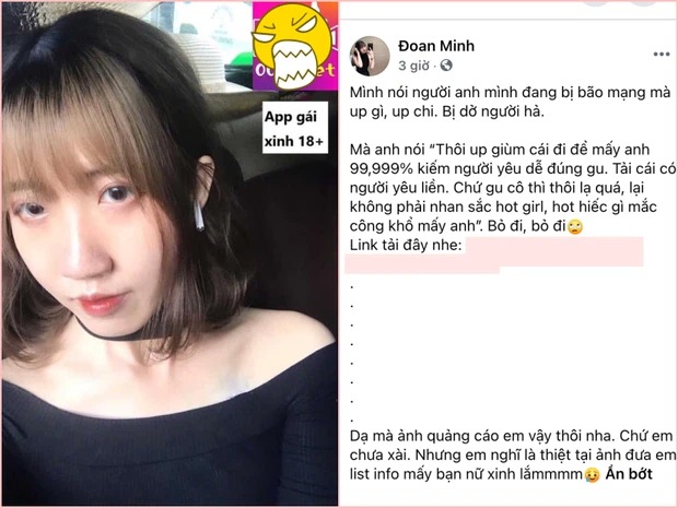 Đoan Minh - cô gái có 12 mối tình, tìm bạn trai cho tiền đầu tư đã xoá bài quảng cáo app sex