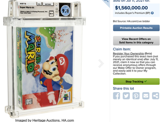 Băng điện tử Super Mario 64 nguyên seal được bán với giá kỷ lục 1,5 triệu USD