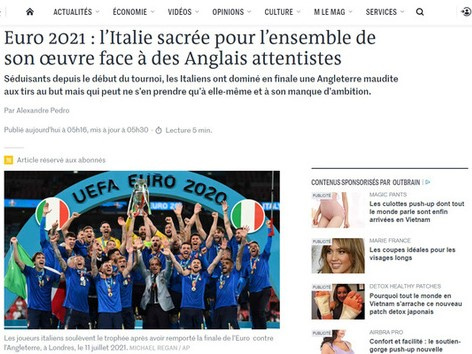 Báo Pháp nâng tuyển Italy lên tận mây xanh, báo Đức hả hê 'dìm hàng' tuyển Anh sau chung kết Euro 2020