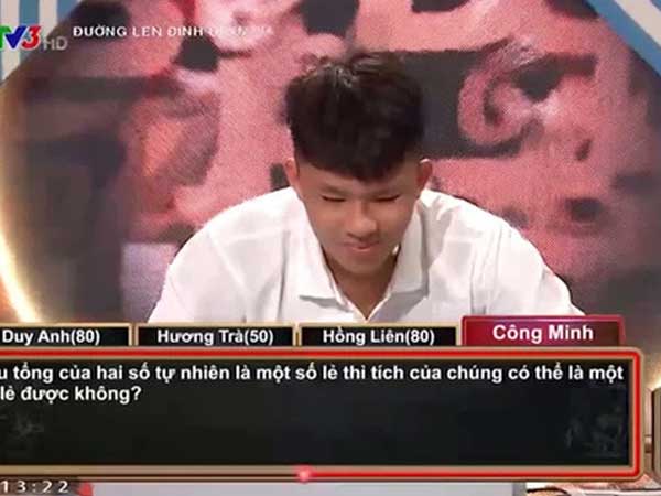 Câu hỏi Olympia khiến dân tình khóc ròng: 'Tổng của hai số tự nhiên là một số lẻ thì tích của chúng có thể là một số lẻ được không?'