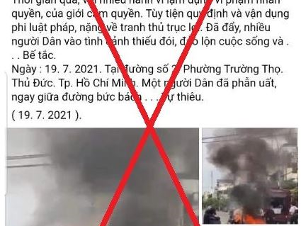 TP HCM: Phản hồi thông tin sai sự thật về việc người dân tự thiêu ở TP Thủ Đức