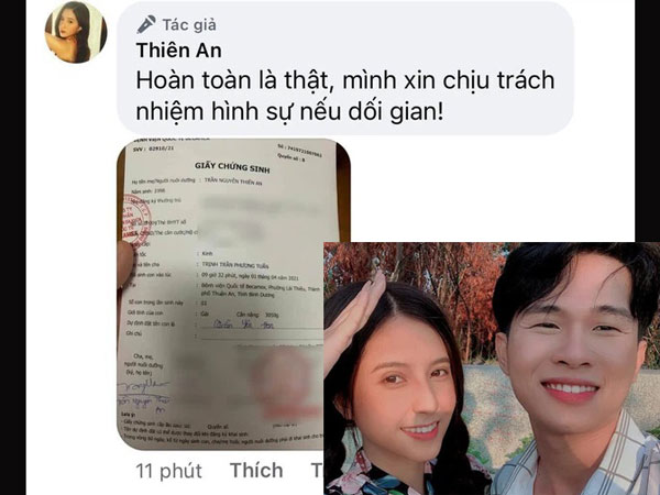 Thiên An đích thân tung giấy chứng sinh của con gái với Jack, tuyên bố chịu trách nhiệm hình sự nếu dối gian