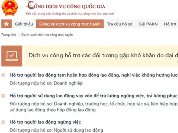 NÓNG: Người lao động có thể làm thủ tục nhận tiền hỗ trợ Covid-19 trên Cổng Dịch vụ công Quốc gia
