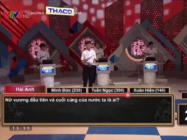 Câu hỏi Olympia 'gài' thí sinh mất trắng điểm: Nữ vương đầu tiên và cuối cùng của nước ta là ai?