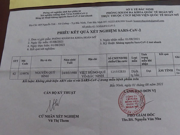 Cận cảnh công nghệ làm giả phiếu xét nghiệm SARS-CoV-2 của thanh niên Bắc Ninh