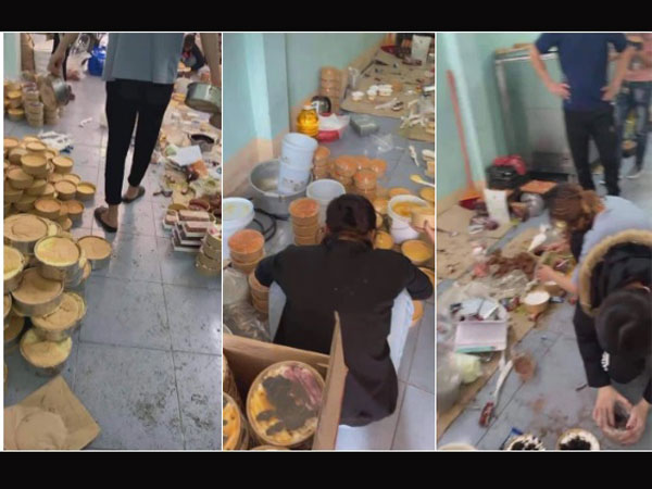 Xưởng bỏ sỉ bánh bông lan trứng muối khiến ai cũng kinh hãi vì sản xuất ngay trên nền đất, dấu chân bê bết, xem xong dân mạng vô cùng phẫn nộ