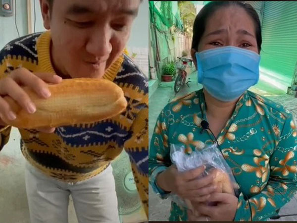 Người đàn ông làm ổ bánh mì đặc biệt giá trị tận 500k đem tặng người có hoàn cảnh khó khăn mùa dịch, người phụ nữ mở ra nhìn thấy thứ kẹp bên trong liền vỡ oà bật khóc