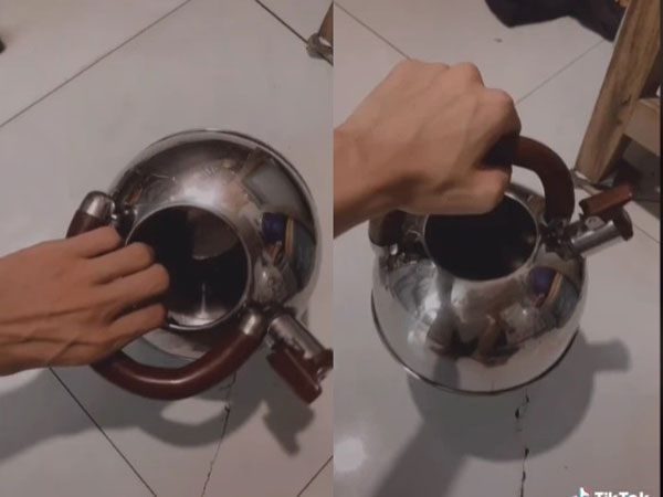 Âm thầm bỏ bật lửa vào ấm đun nước rồi đem nấu trên bếp gas, cô gái khiến gia đình hoảng hốt vì một thứ phát nổ, ghim chặt trên nóc nhà