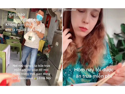 Được tặng suất cơm chỉ có rau và lạc rang nhưng cô gái nước ngoài vô cùng cảm kích mạnh thường quân ở Hà Nội vì lý do này