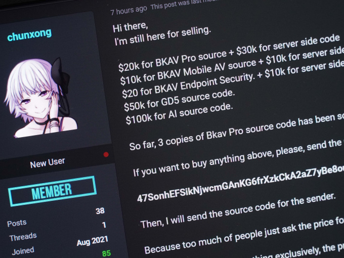 Hacker thông báo đã bán một phần dữ liệu của BKAV