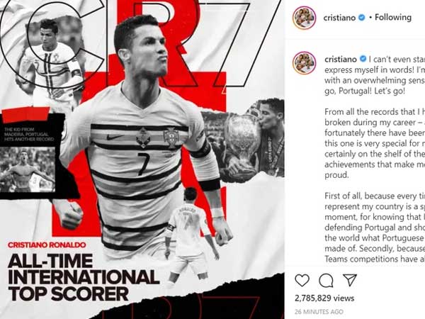 Ronaldo viết 'tâm thư' xúc động sau khi trở thành chân sút vĩ đại nhất cấp ĐTQG