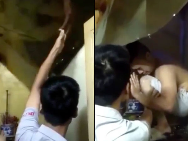 Người đàn ông rơi từ trần nhà, ngã trúng bàn thờ của hàng xóm