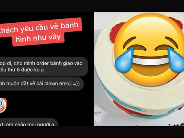 Nhận đơn bánh gato hình emoji chú hề kì lạ của khách, shop cam kết giống tới 80% và cái kết cười xỉu hút nửa triệu view