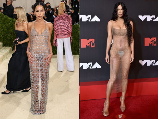 2 sự kiện và 2 chiếc váy hở 'loa đài': Đầm xuyên thấu của Megan Fox ở VMAs có bốc lửa như thiết kế lộ nội y ở Met Gala?