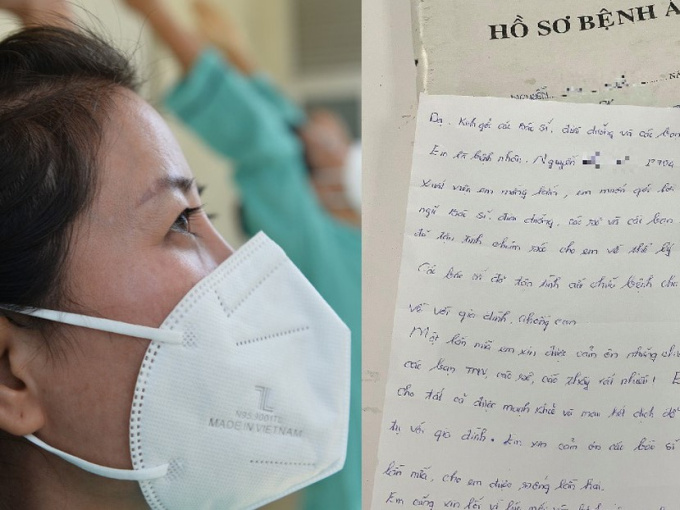 Người phụ nữ F0 từng muốn 'cắn lưỡi tự tử', để lại bức thư tay tạ lỗi trước khi xuất viện, năn nỉ bác sĩ đừng giận mình