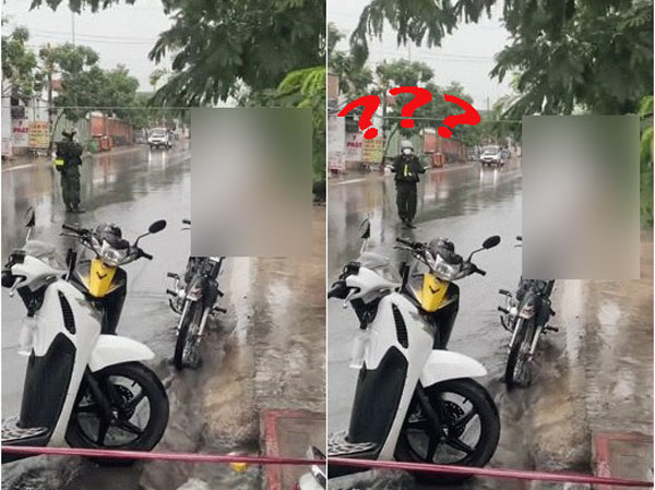 Phát hiện 2 'đối tượng' ra đường tắm mưa trong lúc giãn cách nhưng CSCĐ chỉ 'bất lực' đứng nhìn