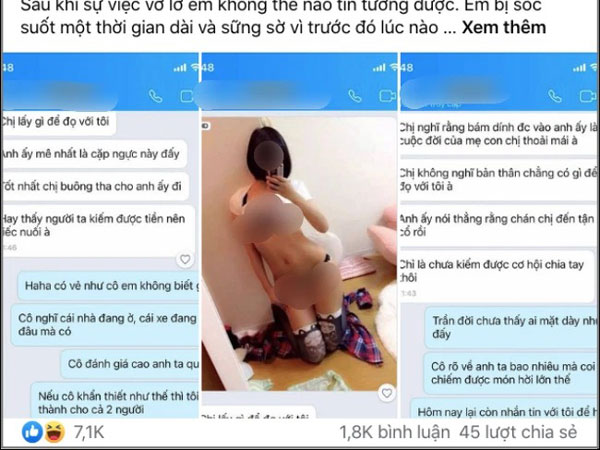 Gửi ảnh nóng mắt để khiêu khích chính thất: 'Chị lấy gì đọ với tôi', tiểu tam nhận lại màn phản đòn thân bại danh liệt khiến dân tình hả hê