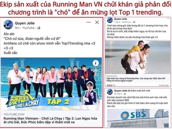 Dân mạng đồng loạt vote 1 sao cho page của công ty sản xuất Running Man tại Việt Nam sau khi bị cho là có phát ngôn chửi khán giả là 'chó'