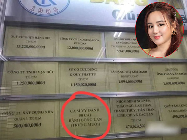 Phẫn nộ ảnh ghép Vy Oanh góp 50 bánh bông lan trứng muối giữa danh sách ủng hộ tiền tỷ của nhiều nhà hảo tâm