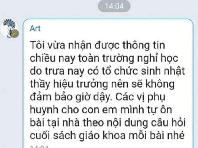Xôn xao chuyện HS được nghỉ 1 buổi vì 'trường tổ chức sinh nhật cho thầy hiệu trưởng': Thầy giáo lên tiếng