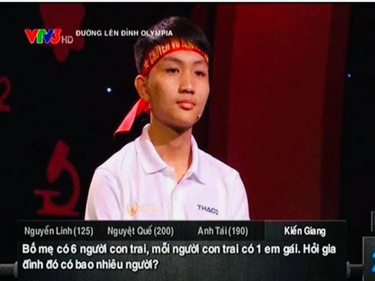 Câu hỏi Olympia lắt léo nhất lịch sử: 'Bố mẹ có 6 con trai, mỗi người có 1 em gái. Hỏi gia đình có bao nhiêu người'