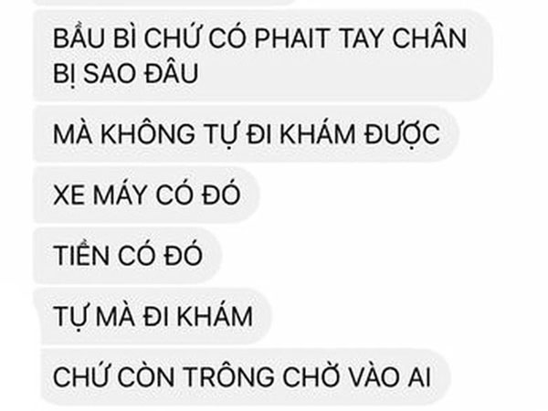 Bầu bí mệt mỏi muốn chồng chở đi khám thai, cô vợ bị mắng: 'Bầu chứ có phải tay chân bị sao đâu'