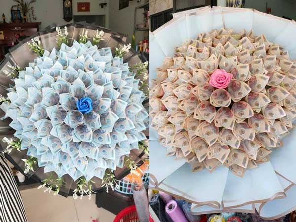 'Chốt đơn' ầm ầm bó hoa tiền thật mệnh giá 50 triệu đồng trở lên, chủ shop thức tới 2h đêm để gói - sáng ra khách đánh ô tô đến lấy