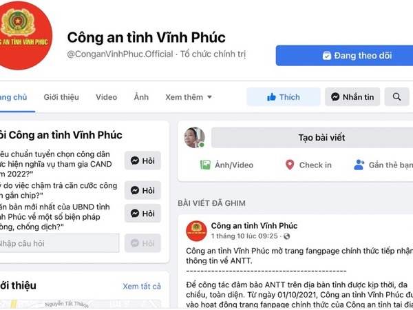 Xác định hacker tấn công Fanpage của Công an tỉnh Vĩnh Phúc