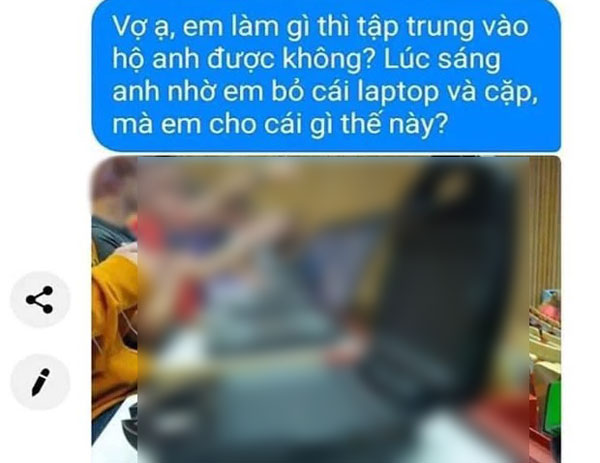 Vội đi làm nên nhờ vợ bỏ laptop vào cặp, chồng đến phòng họp mở ra thì tá hoả
