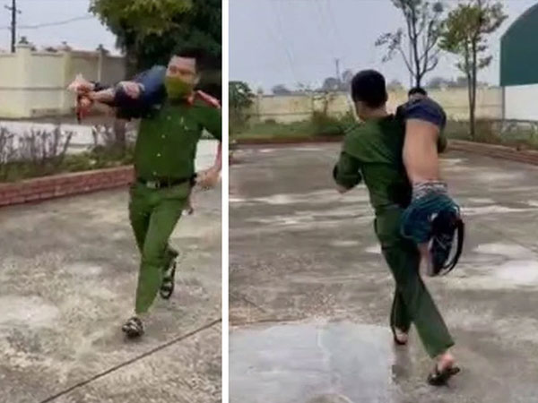 Thượng uý công an bế ngược cháu bé đuối nước chạy quanh sân, cứu sống thần kỳ