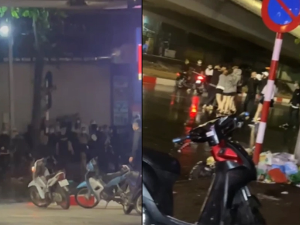 Hà Nội: Hàng chục thanh niên cầm theo gậy xô xát giữa phố trong đêm