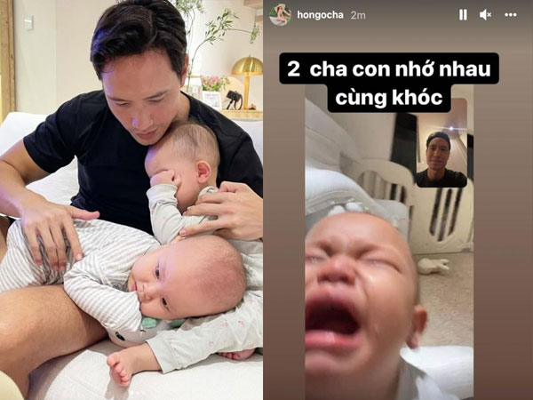 Hà Hồ xót xa vì cảnh ông xã Kim Lý và con trai Leon nhớ nhau đến phát khóc
