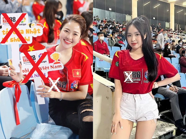 2 hot girl nổi tiếng gây tranh cãi kịch liệt khi có hành động PR cho sàn cờ bạc, cá độ bóng đá ngay trên khán đài cổ vũ ĐT Việt Nam