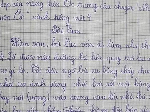Con gái lớp 4 làm văn tả nàng tiên Ốc, đọc 3 mặt giấy mà bố 'cạn lời' còn dân tình cũng mồ hôi mồ kê vã ra như suối