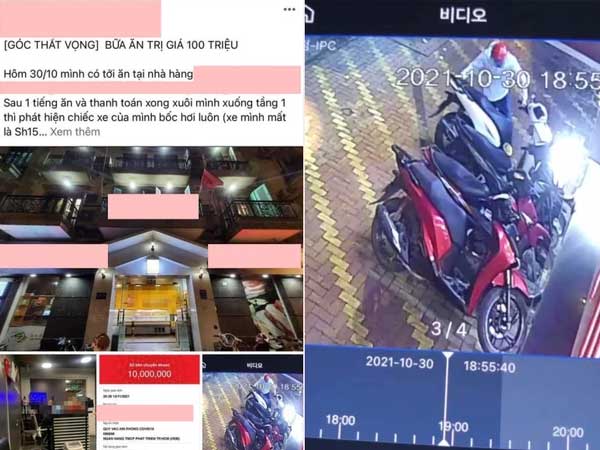 SỐC: Cô gái đi ăn mất xe SH 100 triệu, nhà hàng đền 10 triệu vì 'lỗi ở khách hàng' đang ăn bão 1 sao và chỉ trích dữ dội trên MXH!