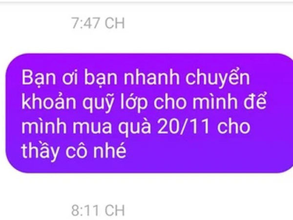 Nhắc nam sinh đóng tiền quà 20/11 tặng thầy cô, lớp trưởng nhận về tin nhắn 'giáo huấn' dài hàng cây số